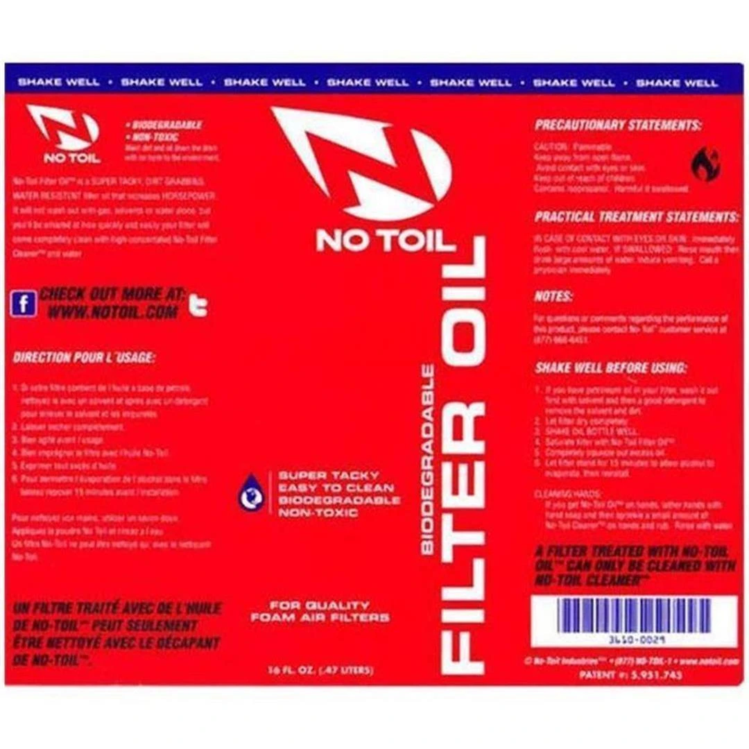 NT008NoToil No Toil Set Filteröl Luftfilter Öl Spray Reiniger
